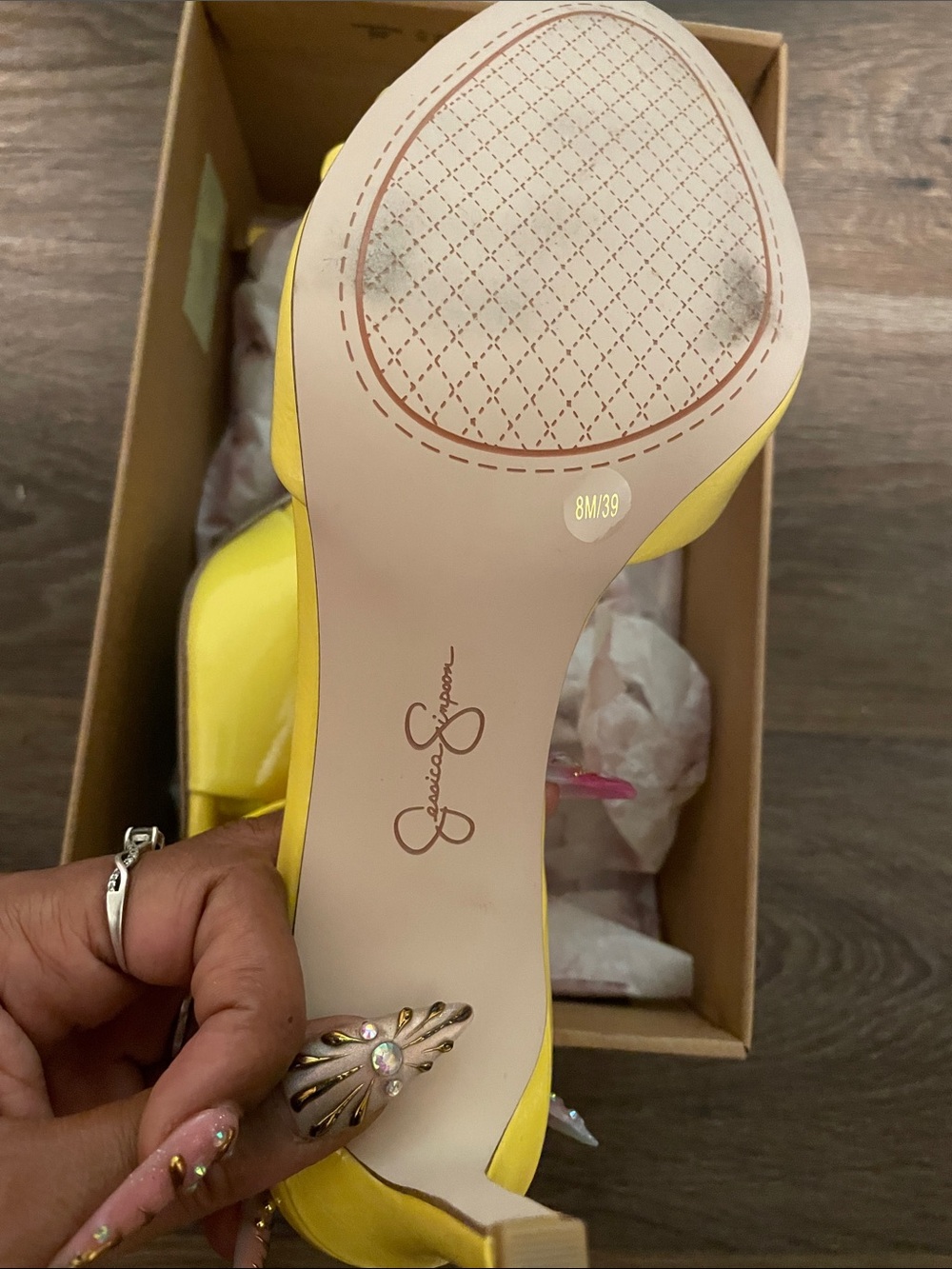 Jessica Simpson Bright Yellow Floral Slide Mules - Picture 3 of 3